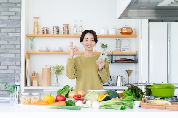 AI を利用して料理をするようす